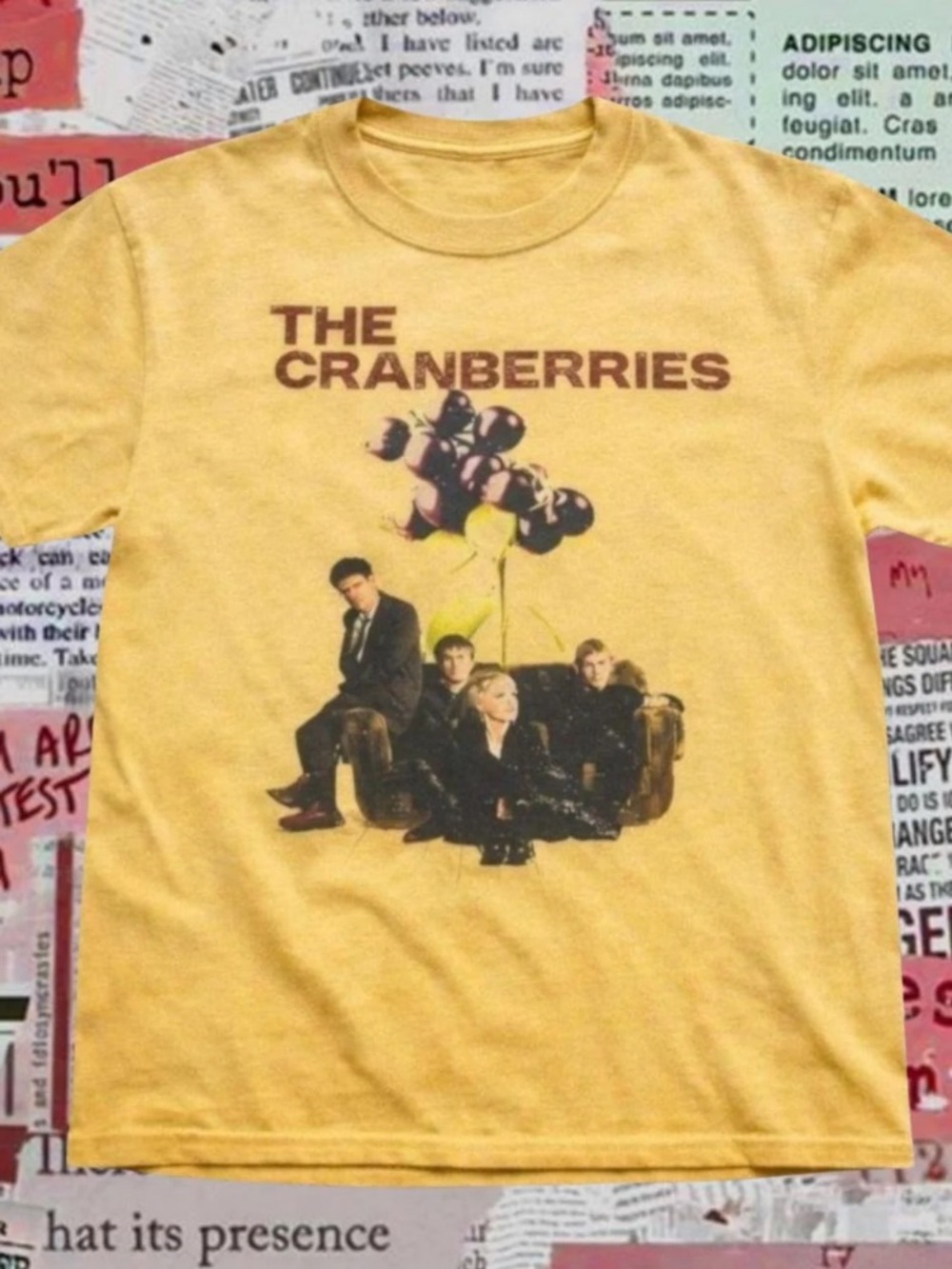 The Cranberries Band Retro Vintage Mustard Yellow T-Shirt